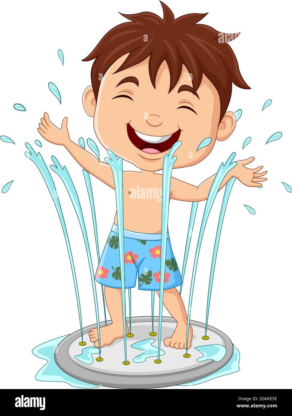 dessin-anime-petit-garcon-jouant-fontaine-d-eau-2g6ke5e