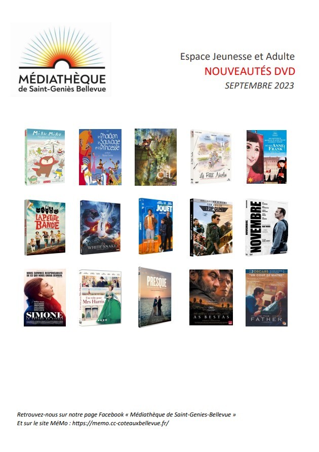 Espace jeunesse & adulte - Nouveautés DVD sept 2023