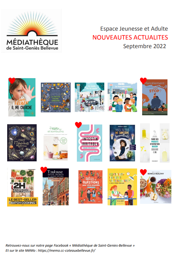 Espace Jeunesse et Adulte Nouveautés Actualités Septembre 2022