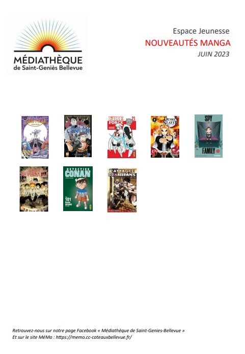 Espace Jeunesse Nouveautés Manga Juin 2023