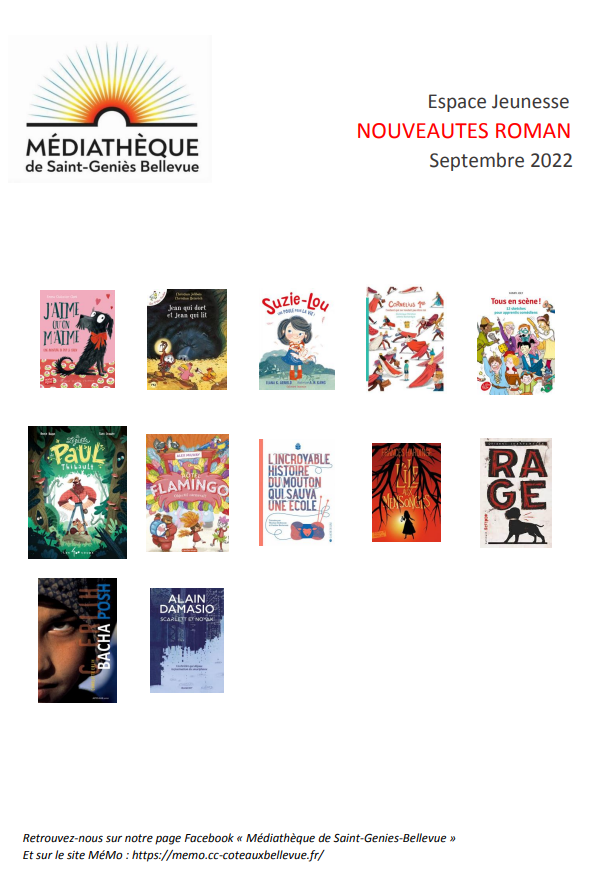 Espace Jeunesse Nouveautés Roman Setptembre 2022