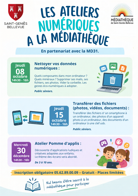 Les Ateliers numériques à la médiathèque 08 ocotbre 2026